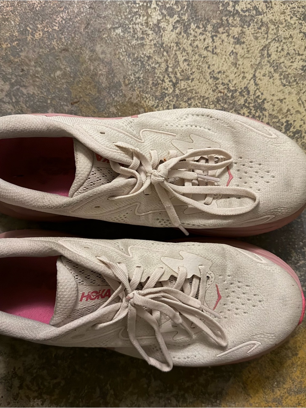 Hoka Women's Light Pink and White Running Sneakers